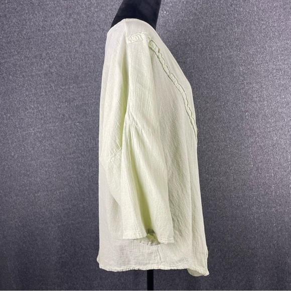 Oh My Gauze XL Pale Green Lightweight Boho Lagenlook Asymmetrical Tunic Artsy - Picture 3 of 12